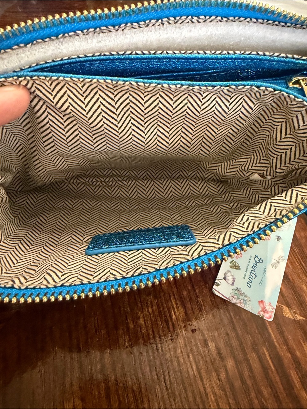 NWT Brentano Blue Sparkle Glitter Crossbody Or Wristlet - Picture 4 of 11